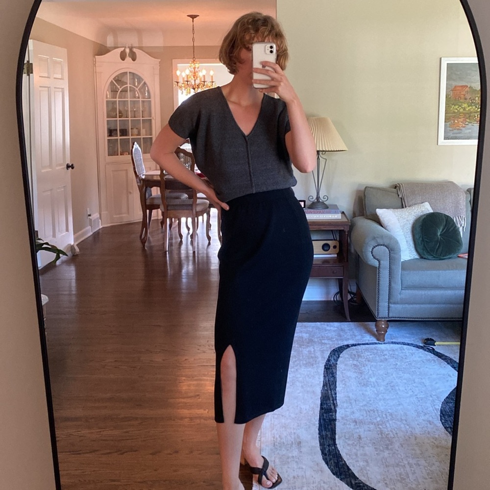 St. John black knit pencil skirt